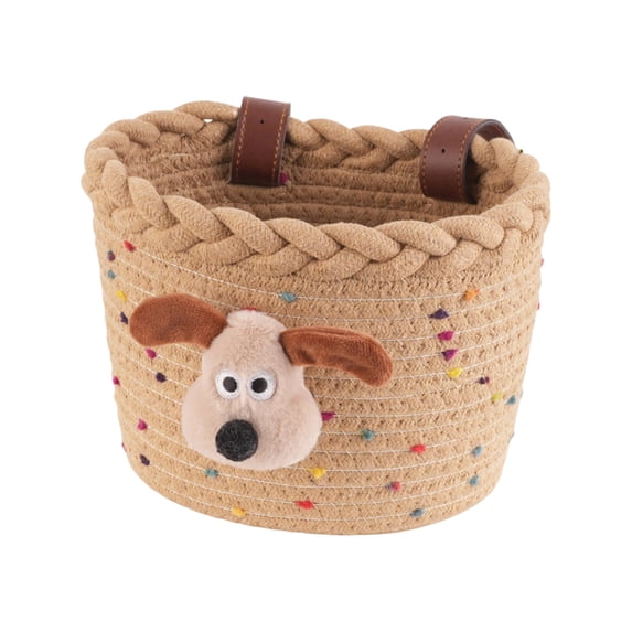 LIERTOUR Bicycle Basket with Cotton Rope, Cartoon Style Bike Storage Basket for Dolls and Toys Handmade Woven Front Handlebar Basket for Cycling Accessory Decor Khaki