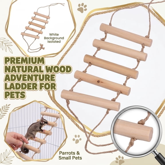 LIERTOUR Bird Swing Toy and Small Animal Climbing Ladder, Fun Exercise Hanging Perch for Sugar Gliders Squirrels Parrots Parakeets Brown
