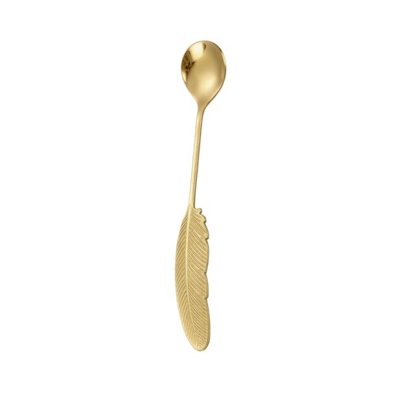 LIERTOUR Coffee Spoon, 304 Stainless Steel Feather Series Creative Dessert Spoon for Kitchen And Cafe Use for Drinks And Sweets for Home And Party in Modern Style. Gold