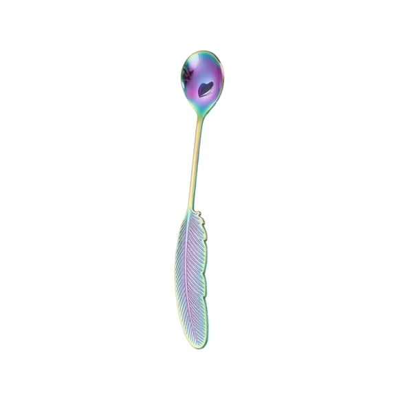 LIERTOUR Coffee Spoon, 304 Stainless Steel Feather Series Creative Dessert Spoon for Kitchen And Cafe Use for Drinks And Sweets for Home And Party in Modern Style. Multicolor