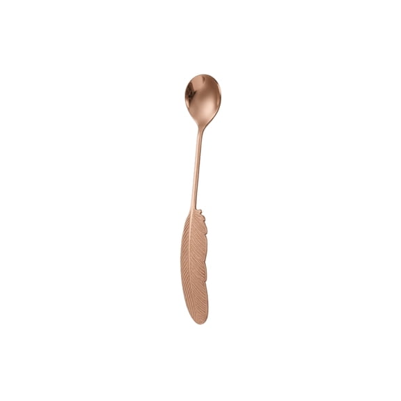 LIERTOUR Coffee Spoon, 304 Stainless Steel Feather Series Creative Dessert Spoon for Kitchen And Cafe Use for Drinks And Sweets for Home And Party in Modern Style. Rose Gold