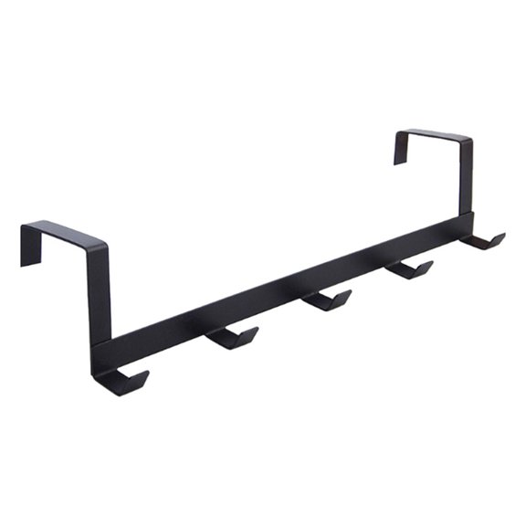 LIERTOUR Over the Door Hook for Coat Hat and Towel with Iron Art and 5 Hook Row for Home Office and Studio Organization and Home Maintenance and Storage Gear Black