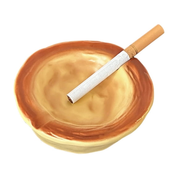 LIERTOUR Egg Tart Ashtray, Creative Tabletop Ornament for Tea Table and Living Room Home Decoration, Cute Desktop Ash Tray with Unique Dessert Shape for Home Decor.