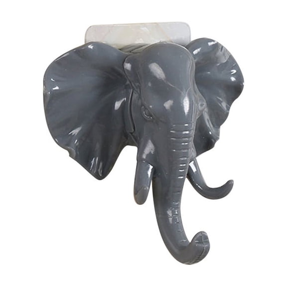 LIERTOUR Elephant Head Wall Hook and Door Hanger with Adhesive Mount for Bag Key and Hat in White Grey and Black for Home Office and Studio Decoration Gear Gray 1pc