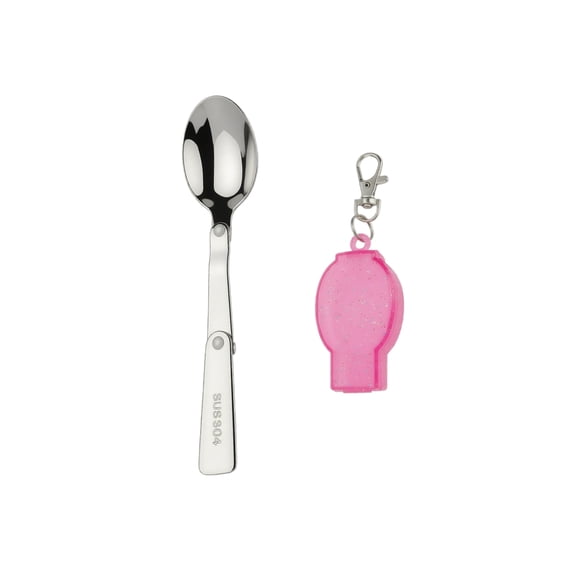 LIERTOUR Foldable Serving Spoons, 304 Stainless Steel Folding Storage Camping Tableware for Outdoor Travel Portable Spoons And Kitchen Utensils for Backpacking Pink