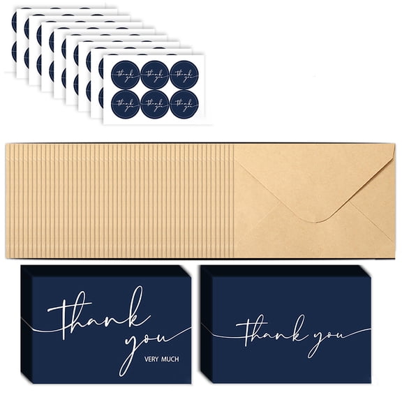 LIERTOUR Greeting Cards, 52-Pack Bulk Greeting Cards Blank Handwritten Message Folded Note Cards with Envelopes Stickers for Business, Blue 7.9x5.9 in