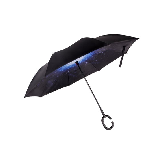 LIERTOUR Inverted Umbrella Double Layer Reverse Folding Windproof Sun Protection Parasol with C-Shaped Handle Patterned Fabric Waterproof Sunshade for Car Outdoor Rain Travel