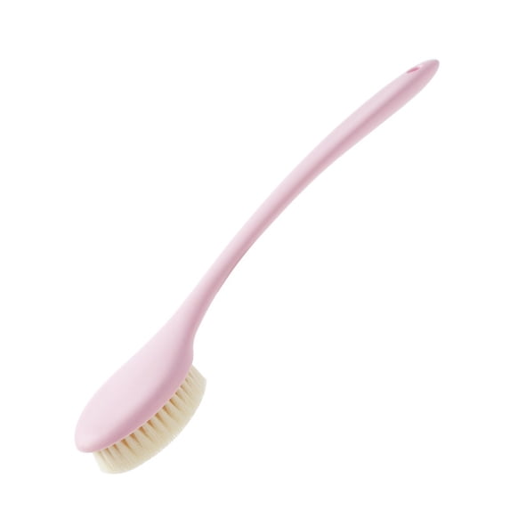 LIERTOUR Long Handle Bath Brush, Soft Bristle Shower Scrubber for Back Exfoliating And Skin Cleaning to Reach Hard Spots in Bathroom Spa Body Wash Pink