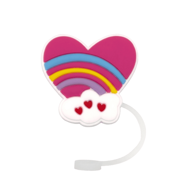 LIERTOUR Love Heart 22 Silicone Straw Cap Dust Plug for Office and Social Gathering Hot Pink