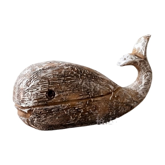 LIERTOUR Mediterranean Resin Vintage Whale Ornament, Decorative Nautical Sea Life Statue for Home Living Room Study and Desktop Tabletop Art Decor