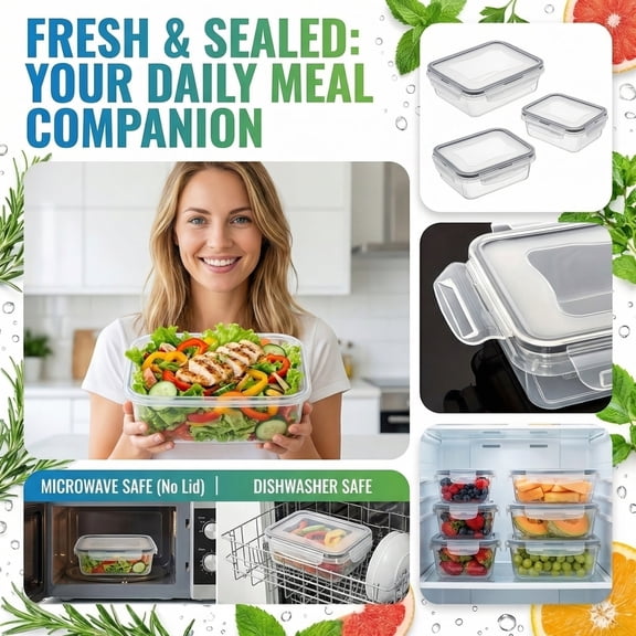 LIERTOUR PP Food Storage Box, Refrigerator Fresh Container And Sealed Fruit Organizer for Kitchen And Portable Lunch Box in Rectangular Shape with 2856 OZ Size Clear