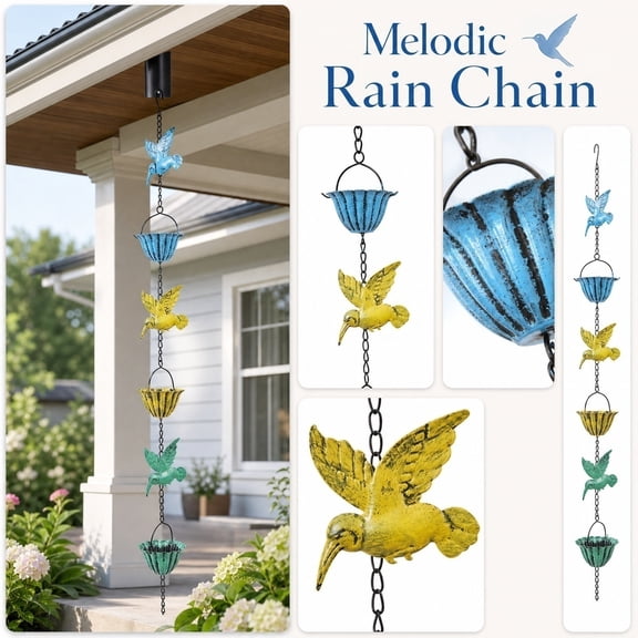 LIERTOUR Rain Chain, Metal Gutter Downspout Rainwater Chime Link Mobile for Balcony Pavilion Corridor Garden Windchime