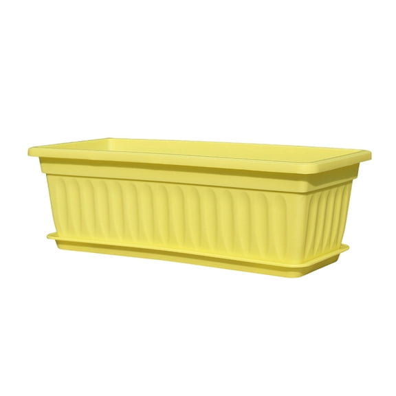 LIERTOUR Rectangular Flower Pot Plastic Vegetable Planter Box for Outdoor Garden Patio Indoor Home Decor Yard Planting Durable Large Seedling Nursery Basin for Herb Use Yellow