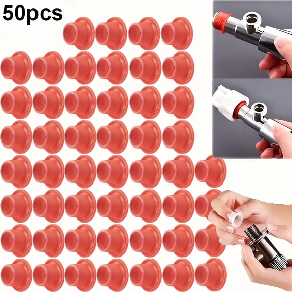 LIERTOUR Silicone Gaskets, 50pcs No-Teflon Tape Sealing Washers for Faucet Valves And Angle Valves Interfaces for Leakproof Plumbing Repairs Red