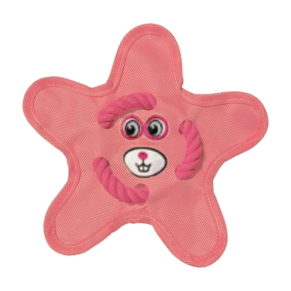 LIERTOUR Squeaky Dog Retrieval Disc Toy with Coarse Rope and Oxford Cloth for Interactive Play Chewing and Teething for Pet Supplies for Outdoor Training and Fun Pink