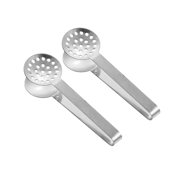 LIERTOUR Tea Tongs, 2PCS Stainless Steel Kitchen Tweezers Tea Ceremony Serving Clips Multifunctional Leaf Strainer Pickers Utensil, Silver
