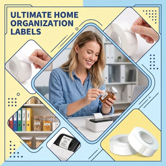 LIERTOUR Thermal Direct Labels 12x40mm (0.47x1.57 in) 4-Proof Self-Adhesive Sticker Paper for Barcode Printers and Office Organization Waterproof and Oilproof White White