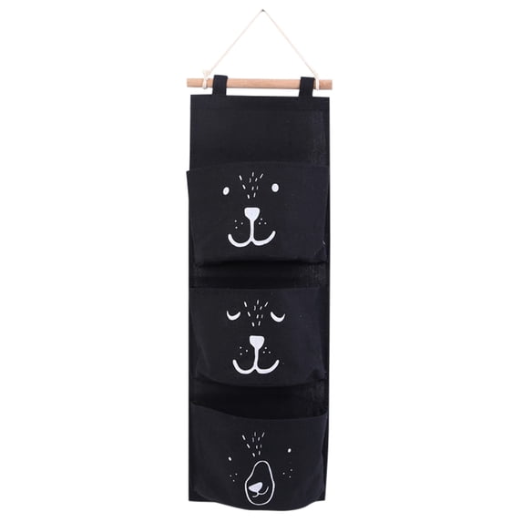 LIERTOUR Wall Hanging Storage Bag 3 Pocket Over the Door Organizer Foldable Fabric Hanging Pocket Organizer for Bathroom Bedroom Closet Dorm Room Essentials Dark Gray Multicolor