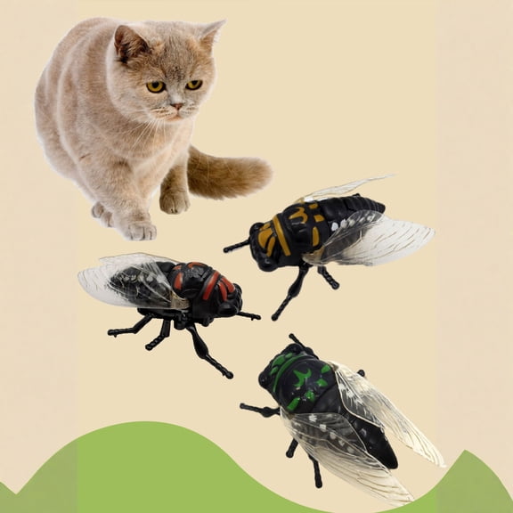 LIERTOUR Wind-Up Fake Cicada Toy Battery-Free Rolling for Cats and Dogs Creative Novelty Funny Pet Toy for Exercise and Hunting Instinct Stimulation for PlayBlack
