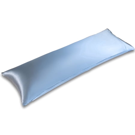 LIFCOM Satin Pillowcase Set of 1 for Hair and Skin, Silky Body Pillow Case with Envelope Closure ,20"×54", Light Blue