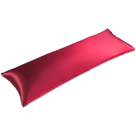 LIFCOM Satin Pillowcase Set of 1 for Hair and Skin, Silky Body Pillow Case with Envelope Closure ,20"×54", Wine Red