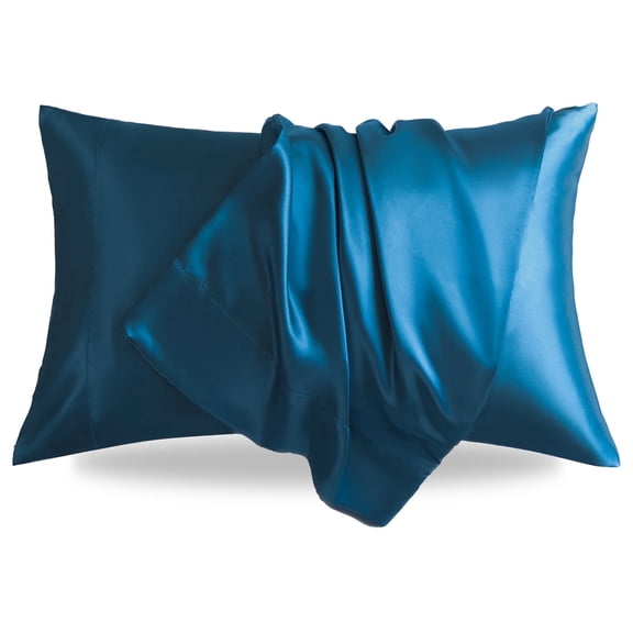 LIFCOM Satin Pillowcase Set of 2 for Hair and Skin, Silky King Pillow Case with Envelope Closure ,20"×40", Teal