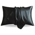 thumbnail image 1 of LIFCOM Satin Pillowcase with Envelope Closure,Queen, Black，（2 Count）, 1 of 6