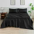 thumbnail image 1 of LIFCOM Satin Sheets Set Queen Size Black,4Pcs Luxury Silky Bedding Set with 15 Inches Deep Pocket for Mattress, 1 of 5