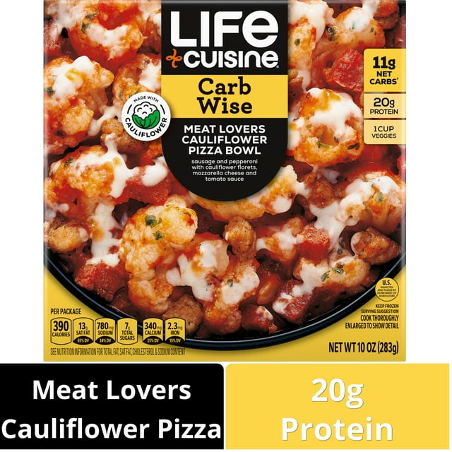 LIFE CUISINE Frozen Meal Meat Lovers Cauliflower Pizza 10oz
