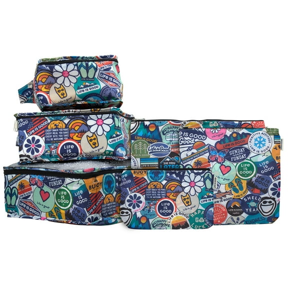 LIFE IS GOOD 6 Piece Packing Cube Set - Tear Resistant Mulifunctional Apparel and Accessory Storage