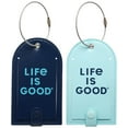 thumbnail image 1 of LIFE IS GOOD Luggage Tag - 2 Piece Vegan Leather Travel Suitcase Tag with Name Card - Baggage ID Label with Steel Loop Fastener, 1 of 7