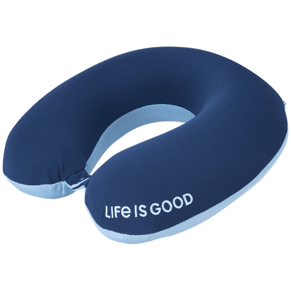 LIFE IS GOOD Memory Foam Travel Neck Pillow - U-Shaped, High Density Memory Foam