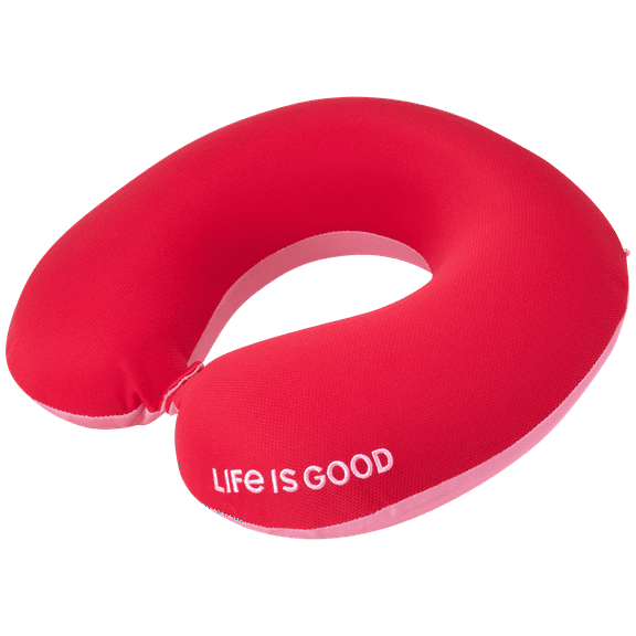 LIFE IS GOOD Memory Foam Travel Neck Pillow - U-Shaped, High Density Memory Foam