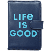 LIFE IS GOOD Travel Passport Cover - Anti-Theft Passport Holder Wallet with Interior Card Slots, Magnetic Snap Closure