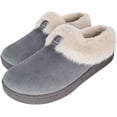 thumbnail image 1 of LIFE IS GOOD Women's Sweater Clog Fur Collar Slippers, 302991W - Suede & Faux Fur Indoor/Outdoor Slip-Ons - Soft & Comfy Winter Clogs with TPR Cupsoles & Cushioned Foam Seal Grey - Size 7, 1 of 9