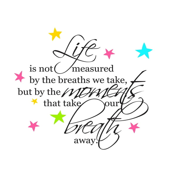 LIFE - Removable Living Room Inspirational Life Quotes Calligraphy Lettering Art Decal Sticker Multicolored Stars Design Vinyl Adhesive Home Wall Decal 10" x 9"