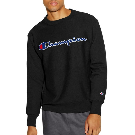 LIFE, Reverse Weave Script Crewneck - Black/Royal Blue