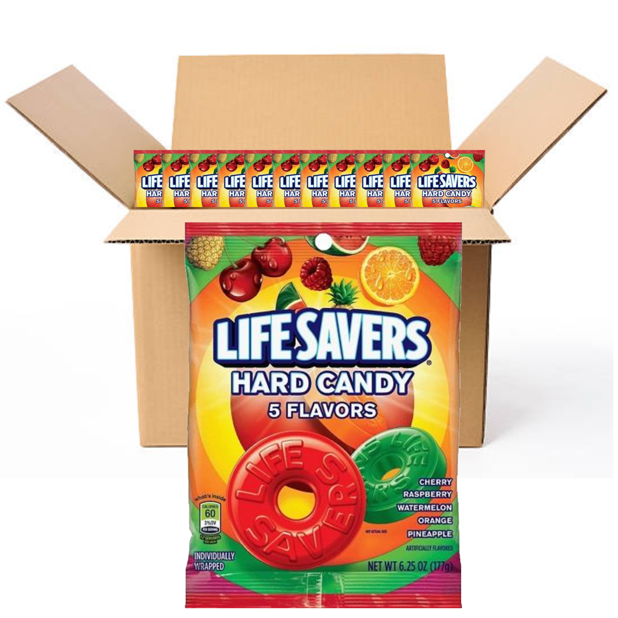 LIFE SAVERS 5 FLAVORS Bag 6.25 Ounce Fresh Individually Wrapped (Pack of 12 BOXED CASE) Great For Convenience Stores Retailers Or Just Stock Up.