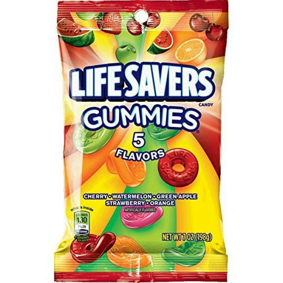 LIFE SAVERS 5 Flavors Gummies Candy Bag, 7 ounce (Pack of 12)
