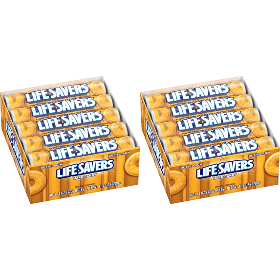 LIFE SAVERS Butter Rum Hard Candy Bulk, 1.14 Ounce (Pack Of 2) 20 TASTY ENJOYABLE ROLLS