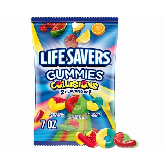 LIFE SAVERS Gummies Collisions Gummy Candy, 7 oz Bag