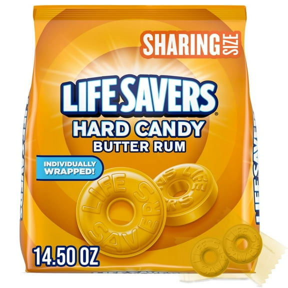 LIFE SAVERS Hard Candy - Butter TVS1Rum, Candy Bulk Individually Wrapped, For Party Favors & More, Pack of 4