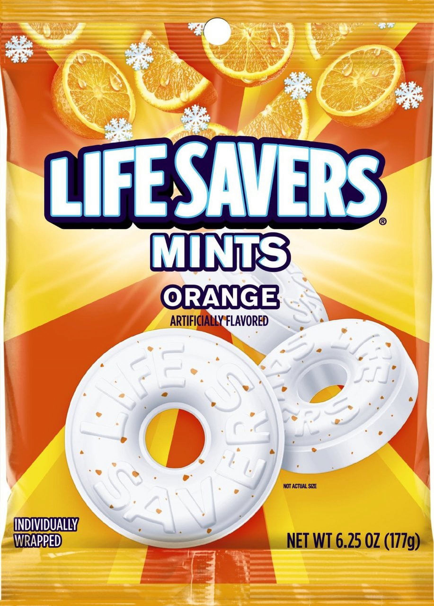 LIFE SAVERS Orange Mints Hard Candy Bag, 6.25 ounce Pack of 12
