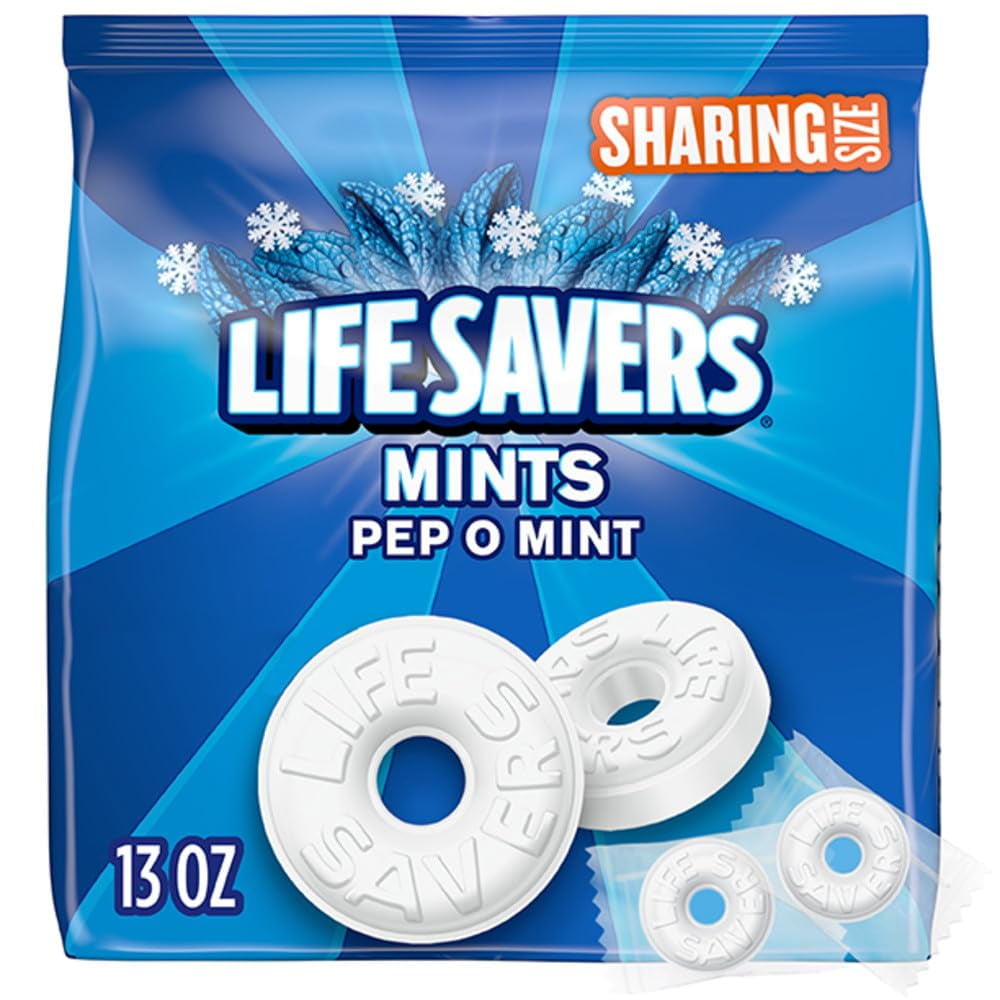 LIFE SAVERS Pep-O-Mint Breath Mints Hard BSL1Candy, Sharing Size, 13 oz Bag