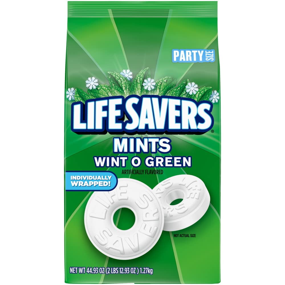 LIFE SAVERS Wint-O-Green Breath Mint Bulk Hard Candy, Party Size, 44.93 oz Bag (Pack of 2)