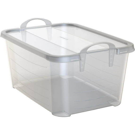 Life Story 55 Qt Stackable Storage Bin, Light Duty Lidded Container, Clear, 12 Pack