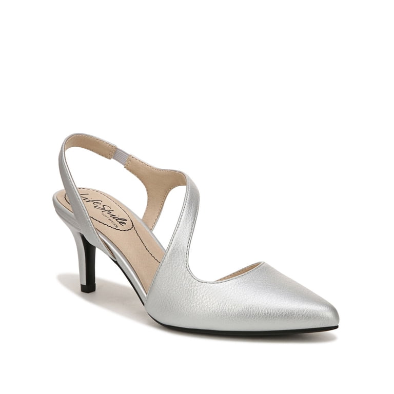 lifestride silver dress shoes NWOB Life Stride Broadway Strappy Dress Heels Shoes Silver Size 10 W