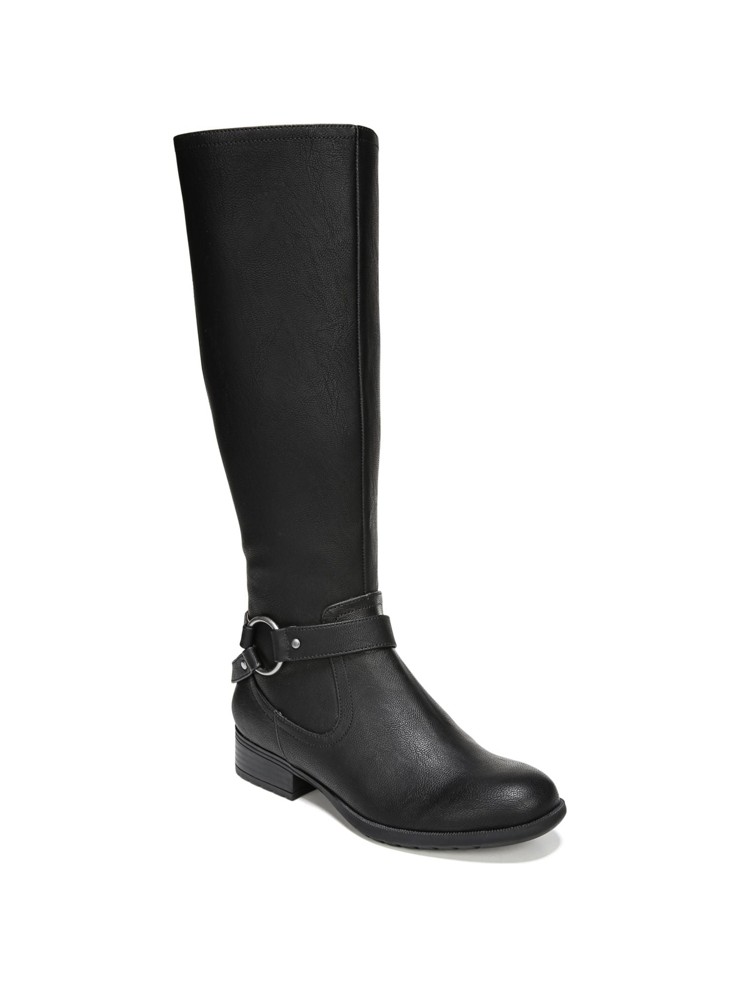 DR SCHOLLS Womens Black Goring Cushioned New Start Round Toe Block Heel Zip-Up Riding Boot M