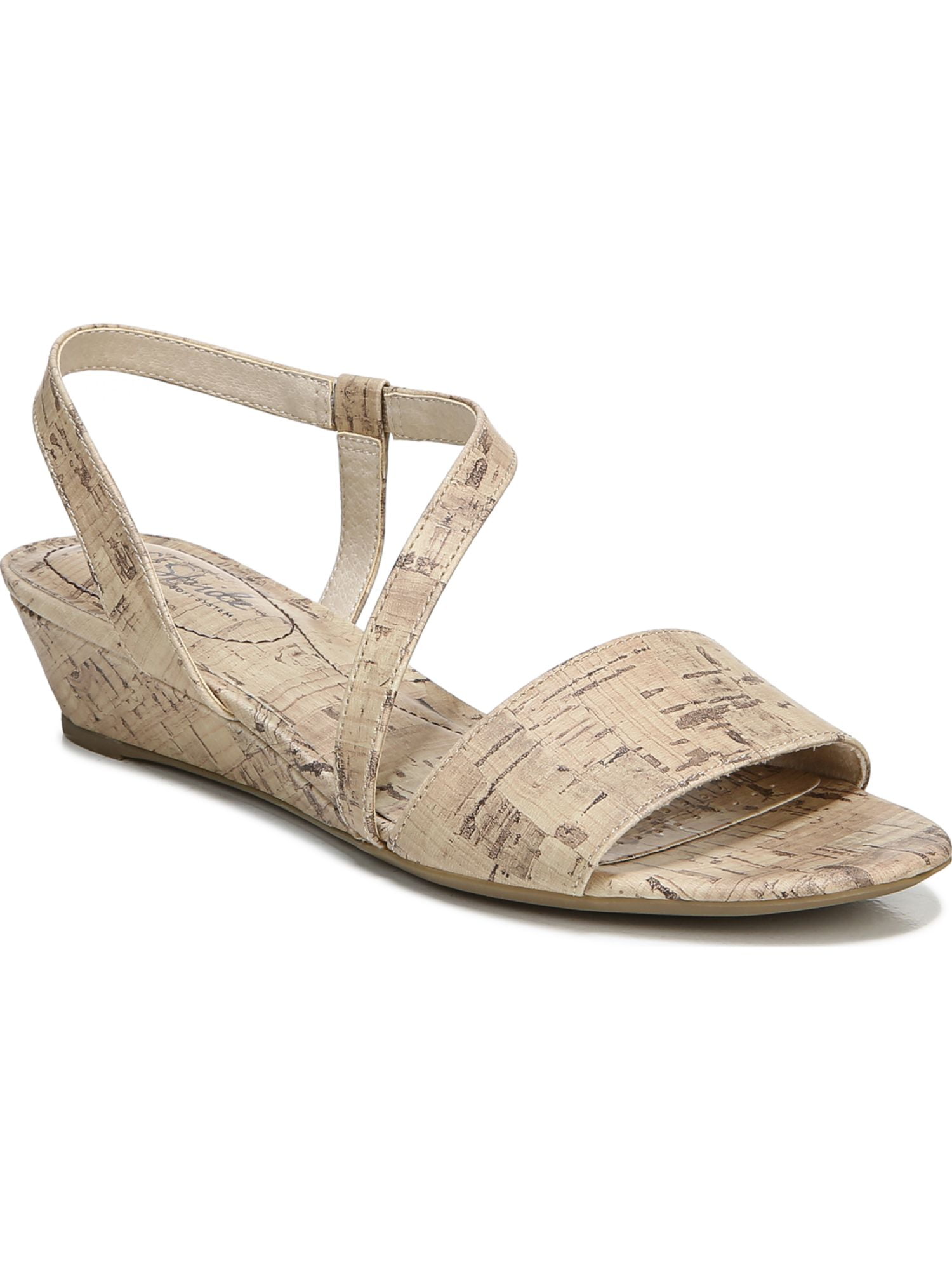 LIFE STRIDE Womens Beige Cork Asymmetrical Padded Yasmine Round Toe