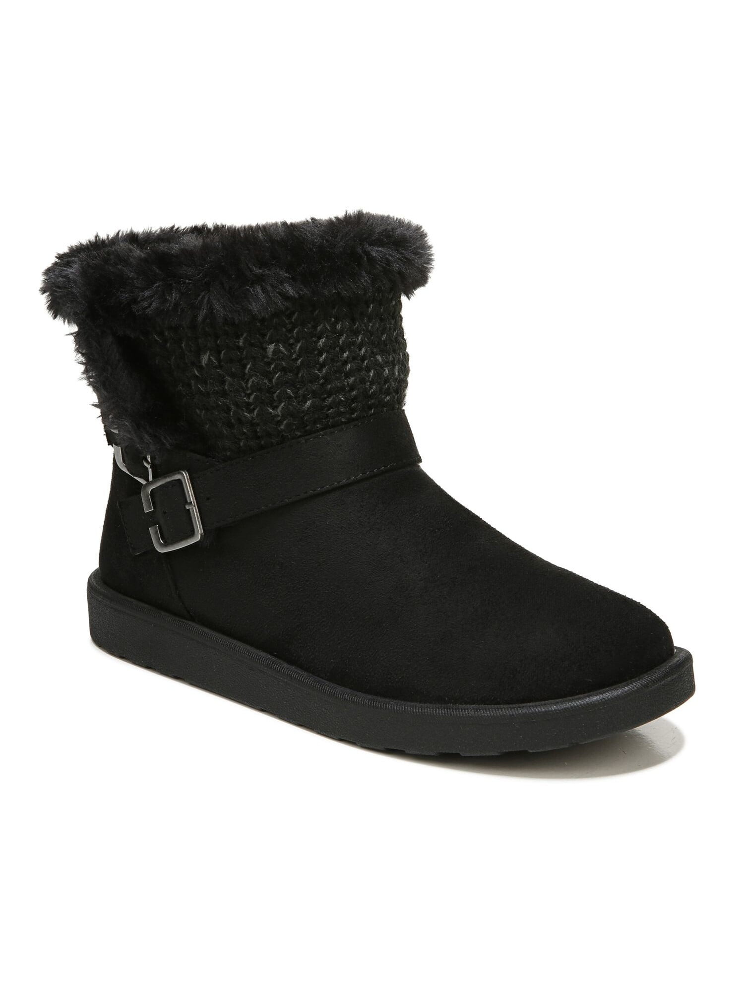 LIFE STRIDE Womens Black Knit Traction Sole Buckle Accent Comfort
